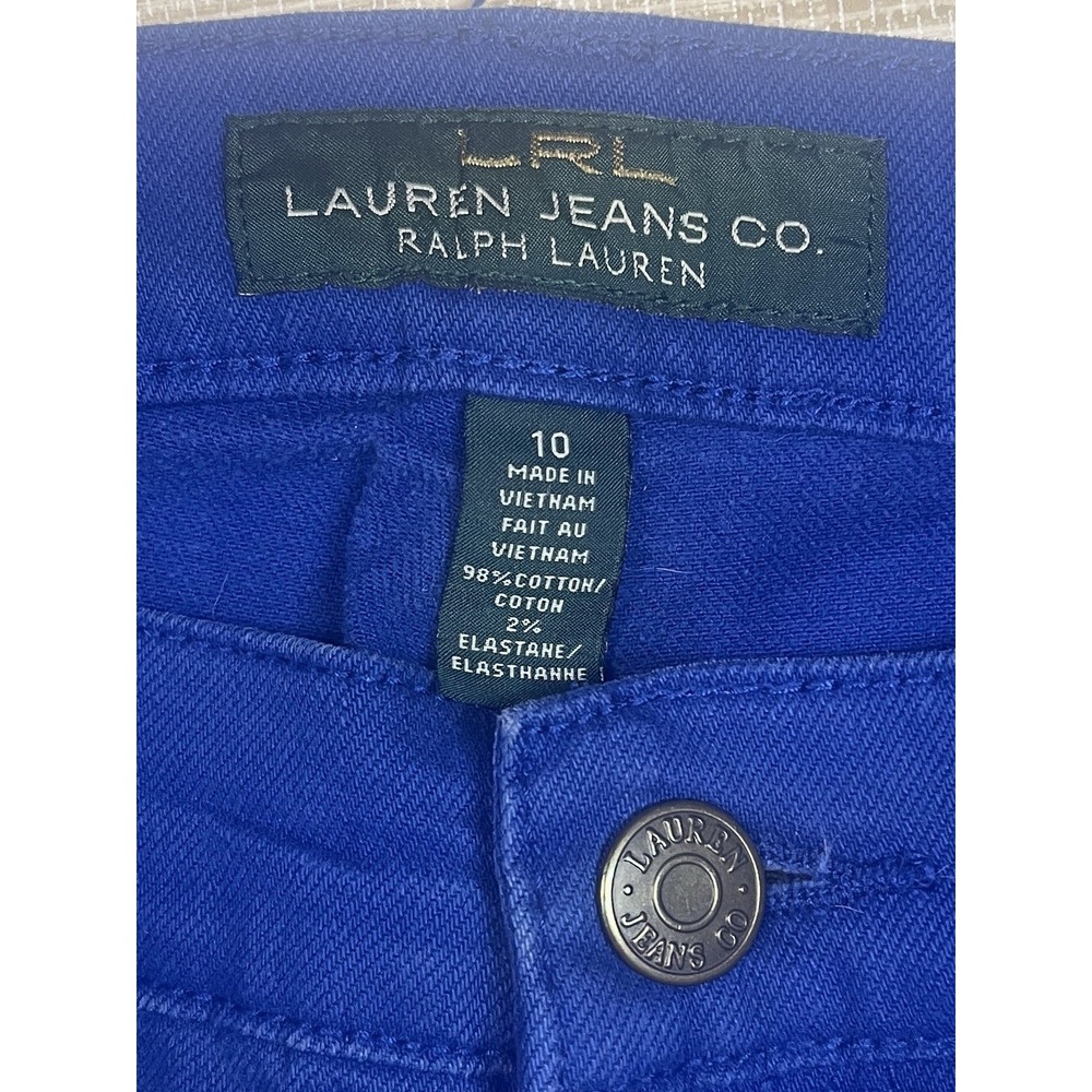 Lauren Ralph Lauren Pants Womens 10 Bright Blue Mid Rise Straight Stretch Jeans - Picture 4 of 7